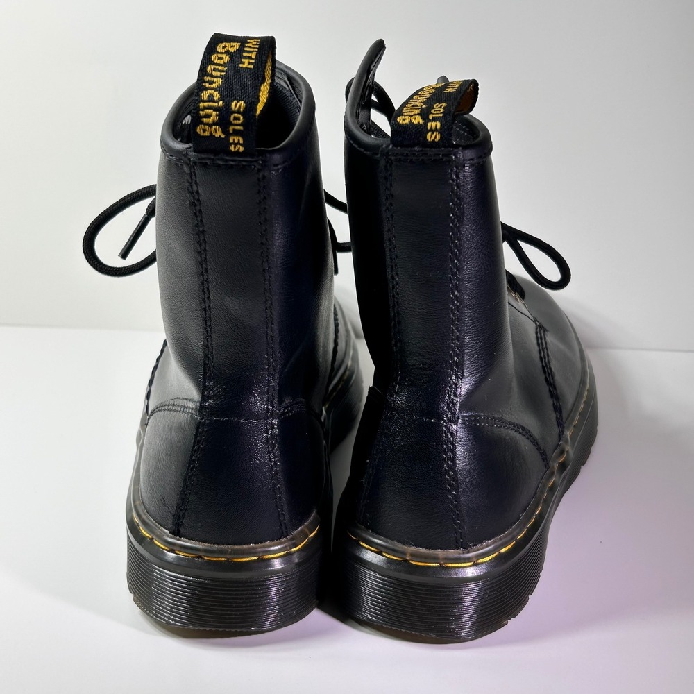 Dr. Martens Zavala Black Leather Combat Boots Gold Eyelets Womens 7 AW004 - Picture 7 of 14